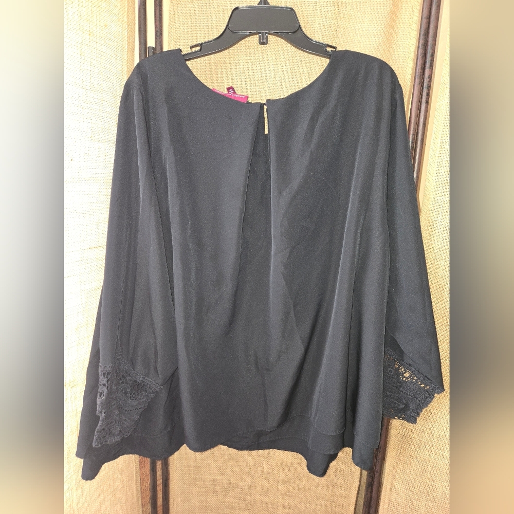 Women's Black Jessica London Blouse With Lace Cuff Detail Size 28 - Picture 12 of 12